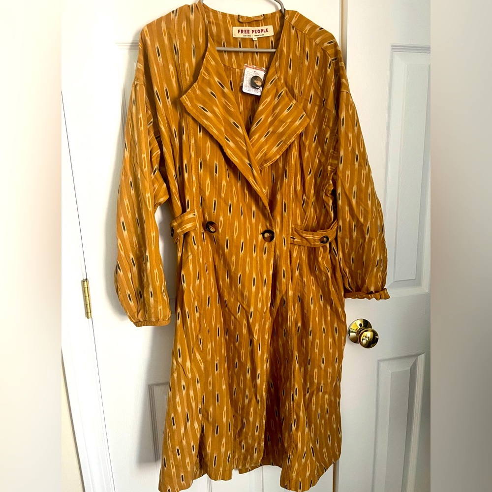 Gorgeous Free people wrap dress in yellow ikkat print NWT